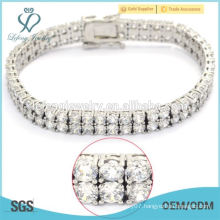 Hot sale silver 8 inch 8mm stainless steel bracelet, bracelet fashion bracelet with zircon prong setting